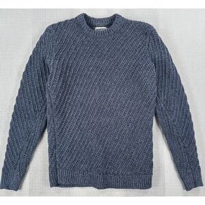 Taylor Stitch Adirondack Sweater Fisherman Cotton Blue Melange Men's 36